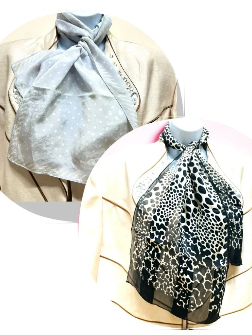 Pierre Balmain+ Other  100% silk satin Black Brown Leapard Silver Gray White(46